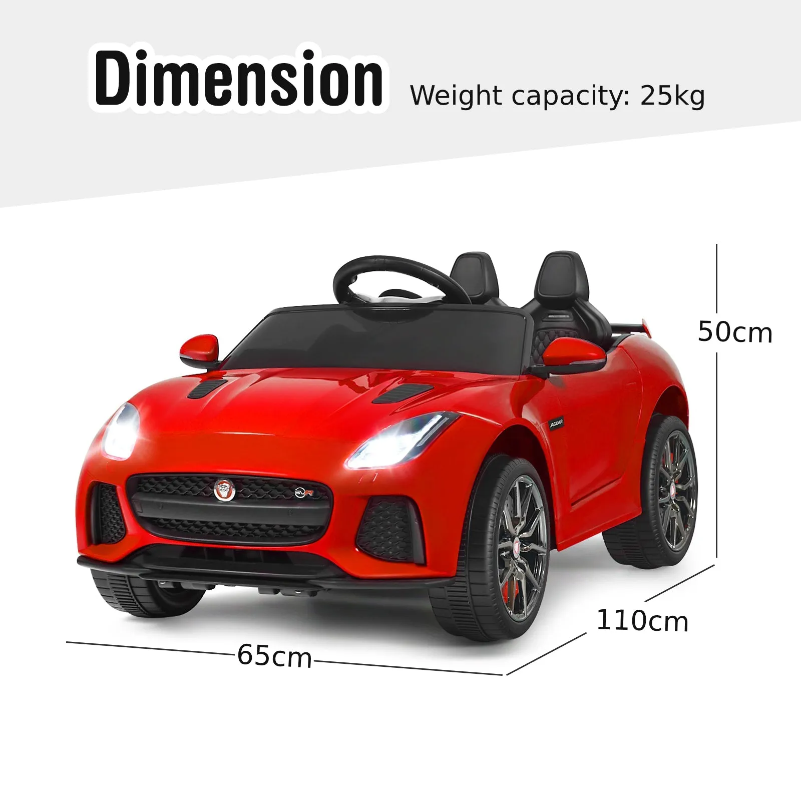 12V Jaguar F-Type SVR Kids Ride On Car with Remote control-Red