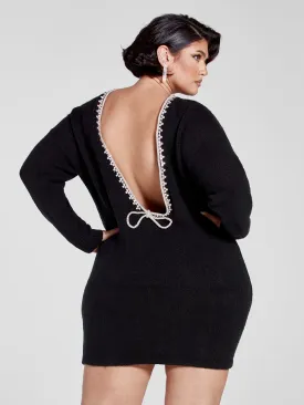 Adriana Rhinestone Back Sweater Dress