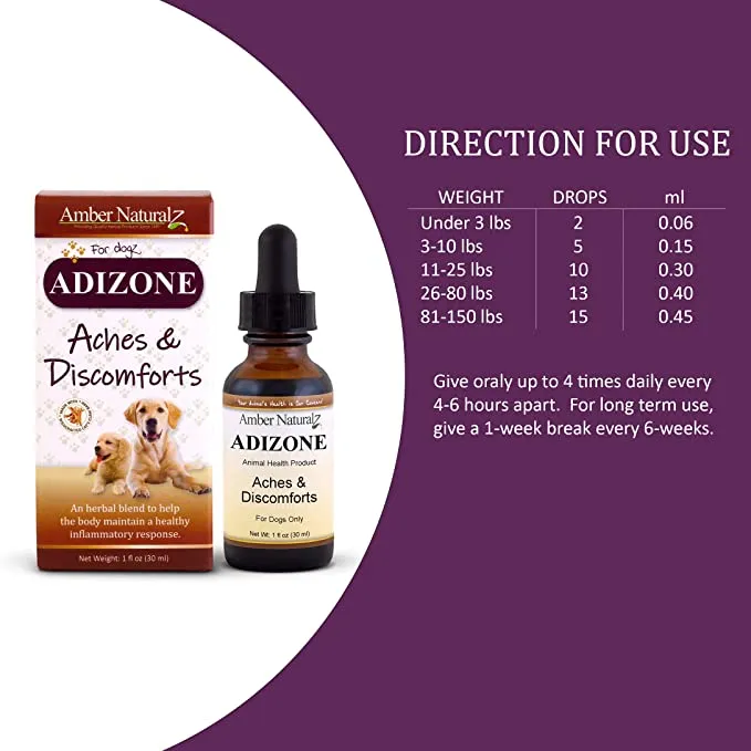 Amber Naturalz Adizone: Aches & Discomforts - for Dogs, 1 Ounce