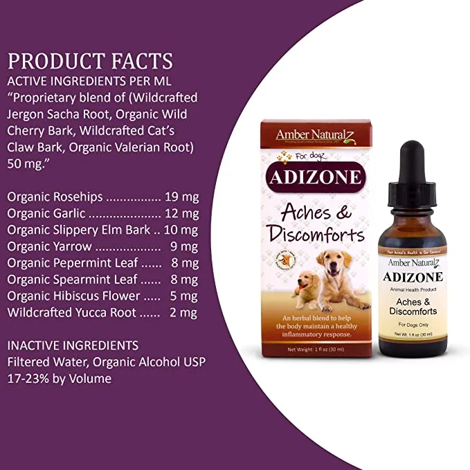 Amber Naturalz Adizone: Aches & Discomforts - for Dogs, 1 Ounce