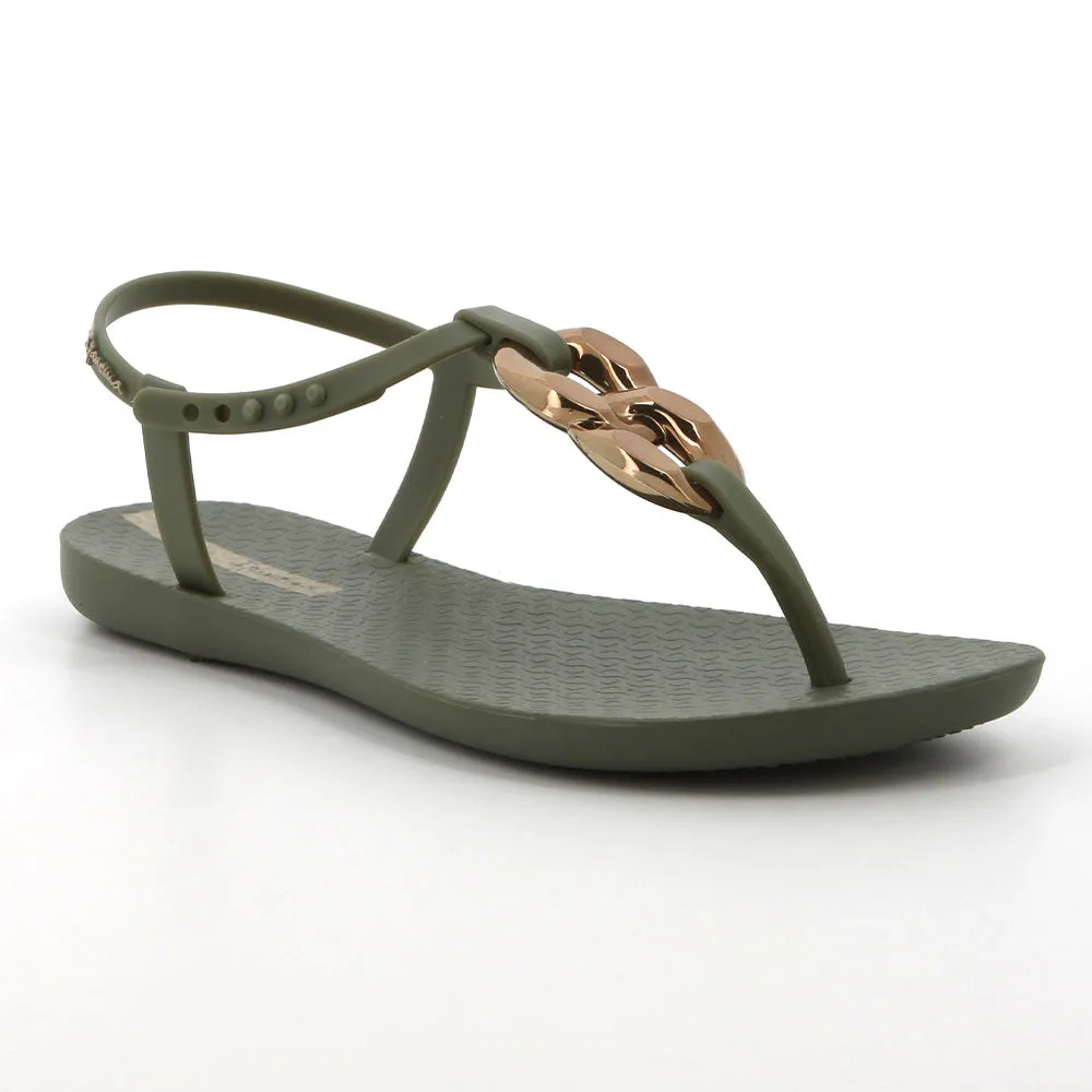 Ipanema Slingback Sandal With Trim  - Green/Gold