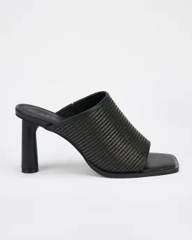 Jacque Heel Black Woven Textile