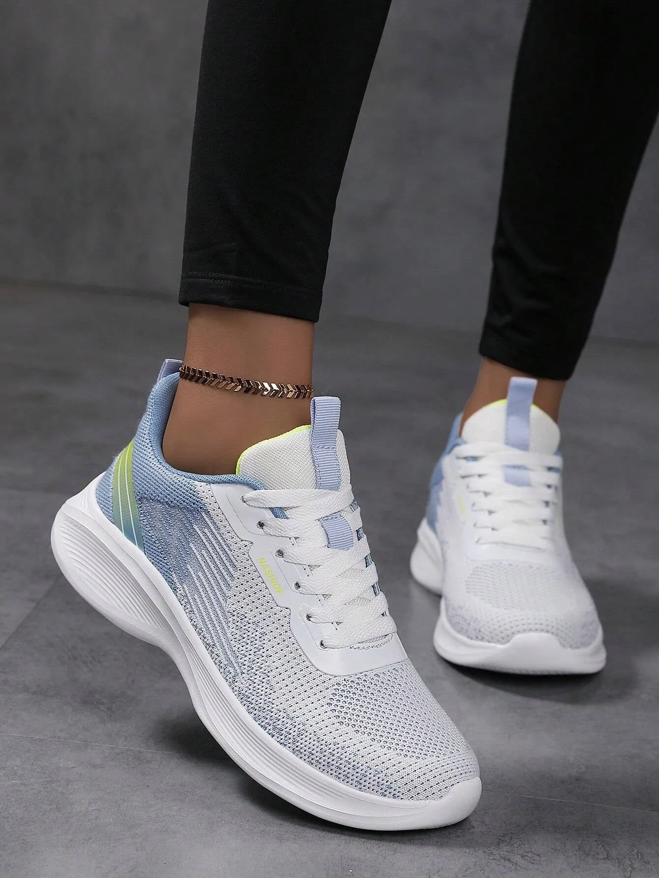 Sporty Sneakers for Women, Letter Patch Decor Lace up Front Running Shoes