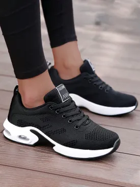 Sporty Sneakers for Women, Letter Patch Decor Lace up Front Running Shoes